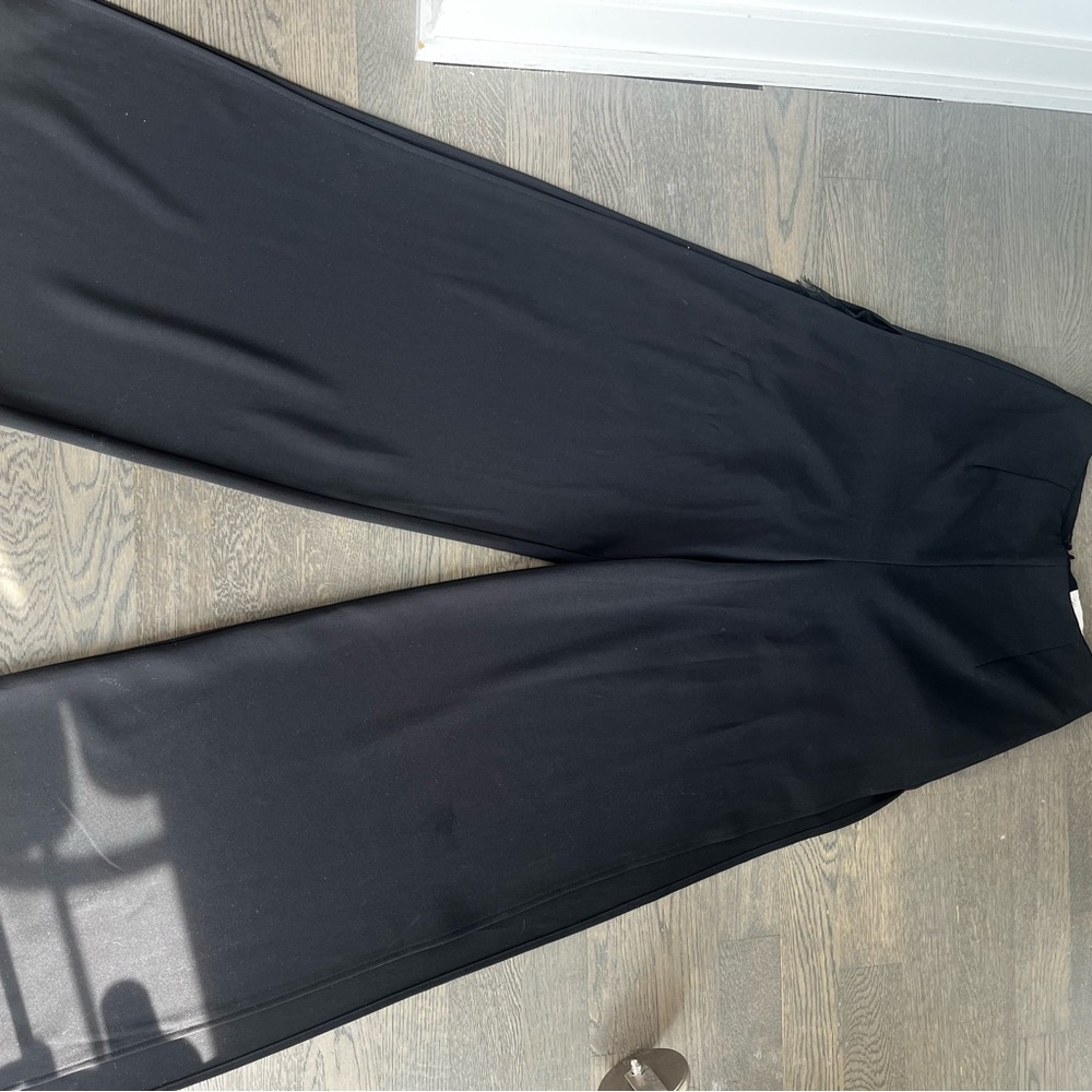 Lovers and Friends black wide leg slit pants with lace trim detail